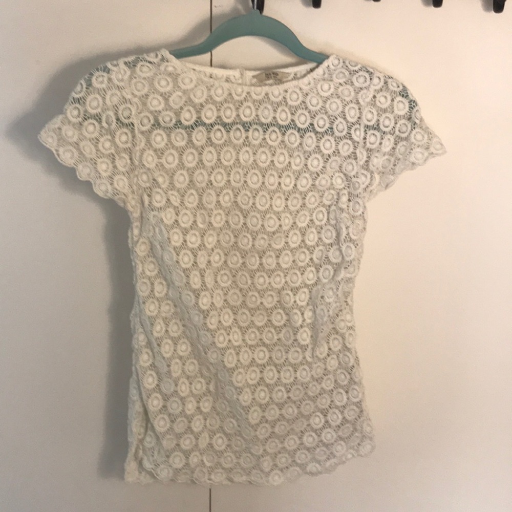 Jack Wills Cream Crocheted Top